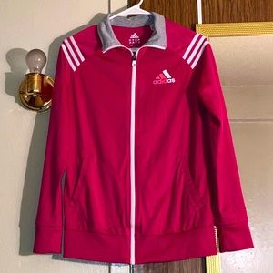 Adidas Climalite 3 Stripe Trefoil Embroidered Sweater Women Size M Hot Pink